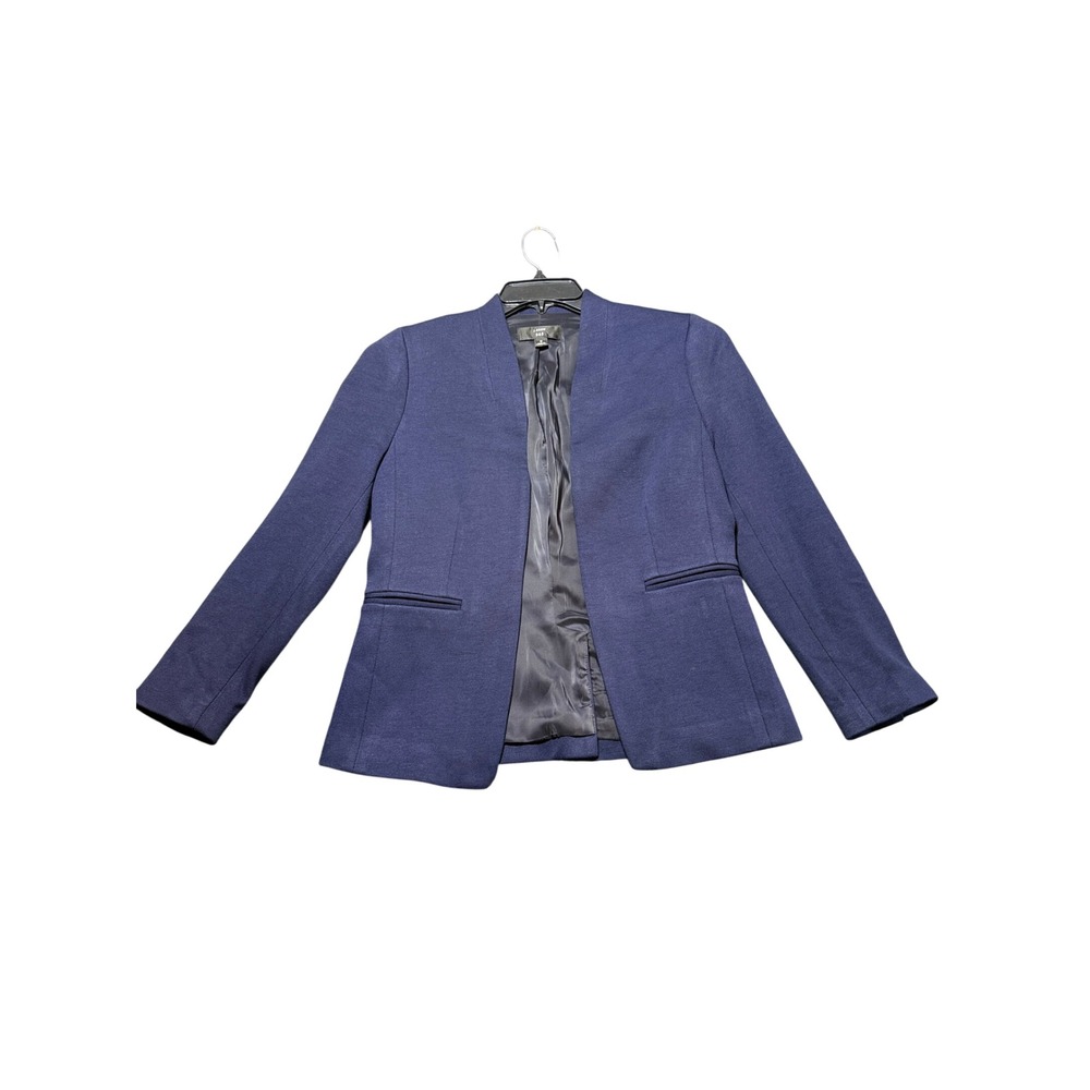 J.Crew Blazer Womens 6 Blue Excellent Collarless Open Front Career